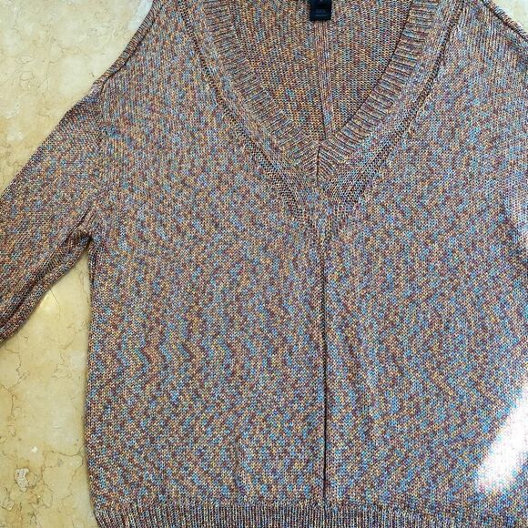SCOOP multicolor V-neck sweater - size large - Picture 10 of 11